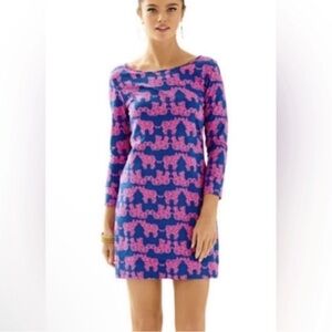 Lily Pulitzer Blue & Pink Long Sleeve Marlowe Size Small 100% Pima Cotton Dress.